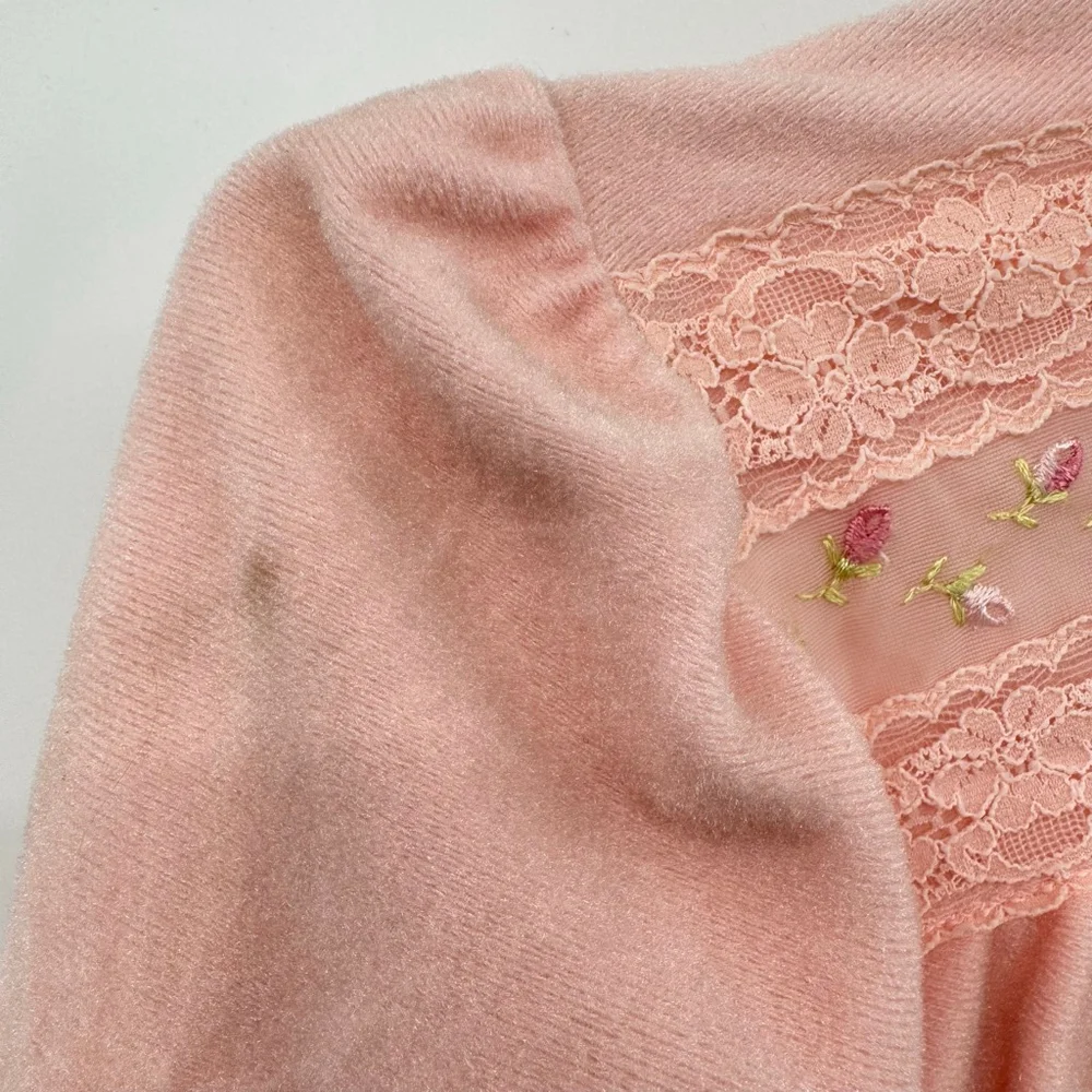 Vintage 80s Pajama Cardigan Vanity Fair Pink Polyester Loungewear Made in USA